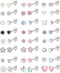 24Pairs Stainless Steel Stud Earrings for Women CZ Screw Back 4mm Tiny Flat Back Studs Cute Dainty Jewelry Gift Set 16G 18G