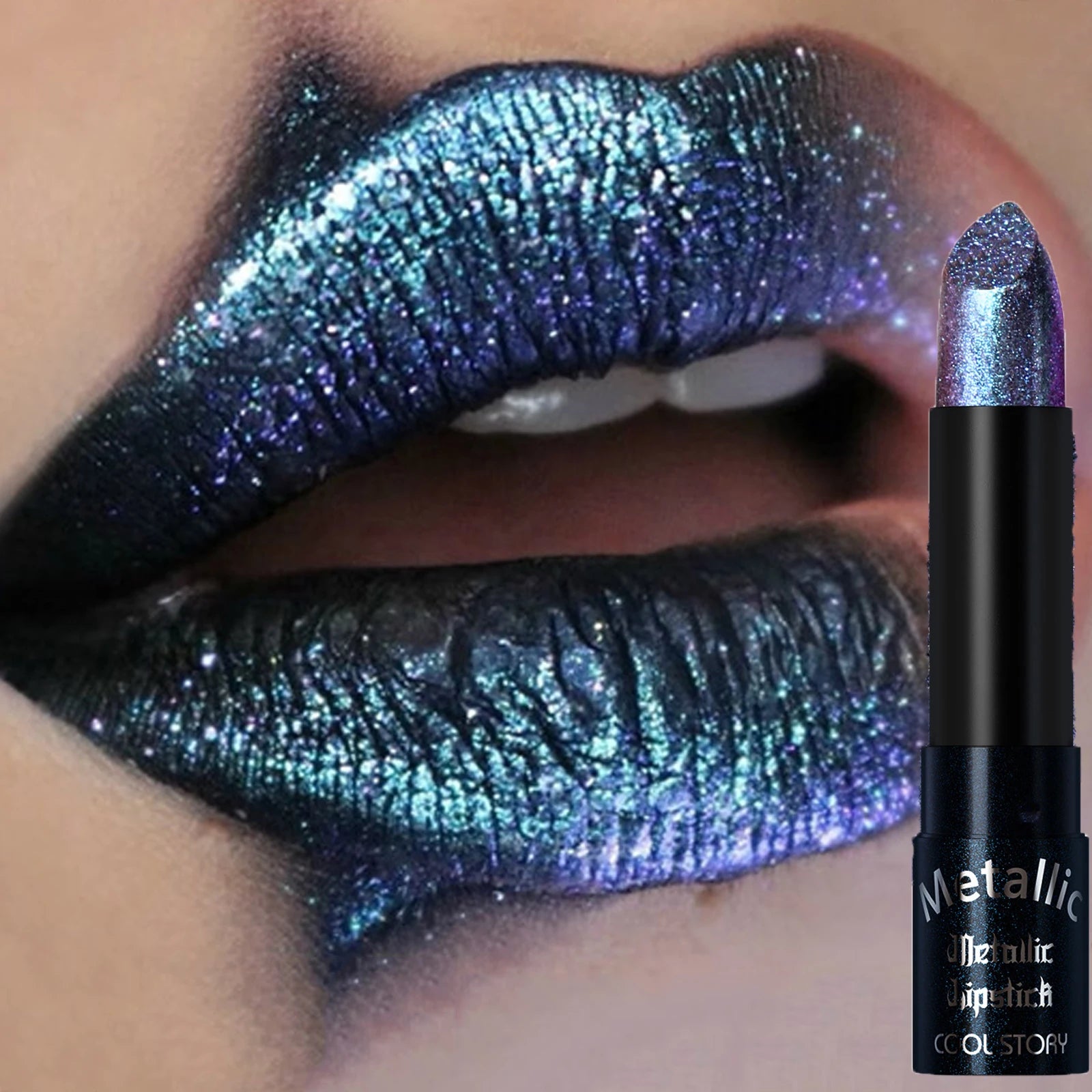 15Colors Metallic Glitter Lipstick Waterproof Lasting Diamond Pearlescent Metallic Lipstick Blue Lip Gloss Women Makeup Cosmetic mbzr