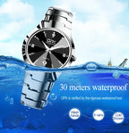OPK Couple Watches For Lovers Rhombus Mirror Diamond Calendar Stainless steel Waterproof Wristwatch for Couple Reloj de pareja mbzr