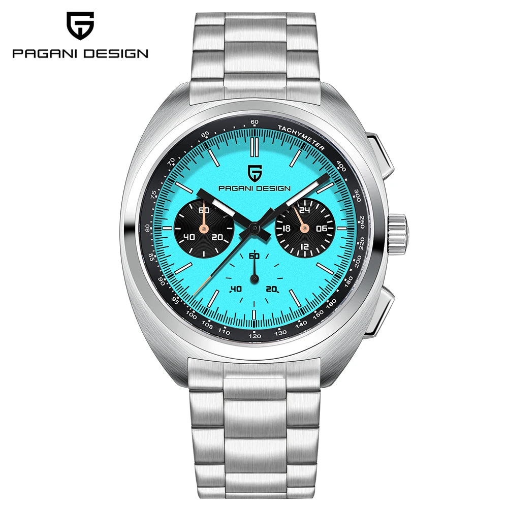 PAGANI DESIGN 2026 Retro Luxury Men's Quartz Watches Sports Chronograph VK63 Watch For Men AR Sapphire Waterproof Leather Clock