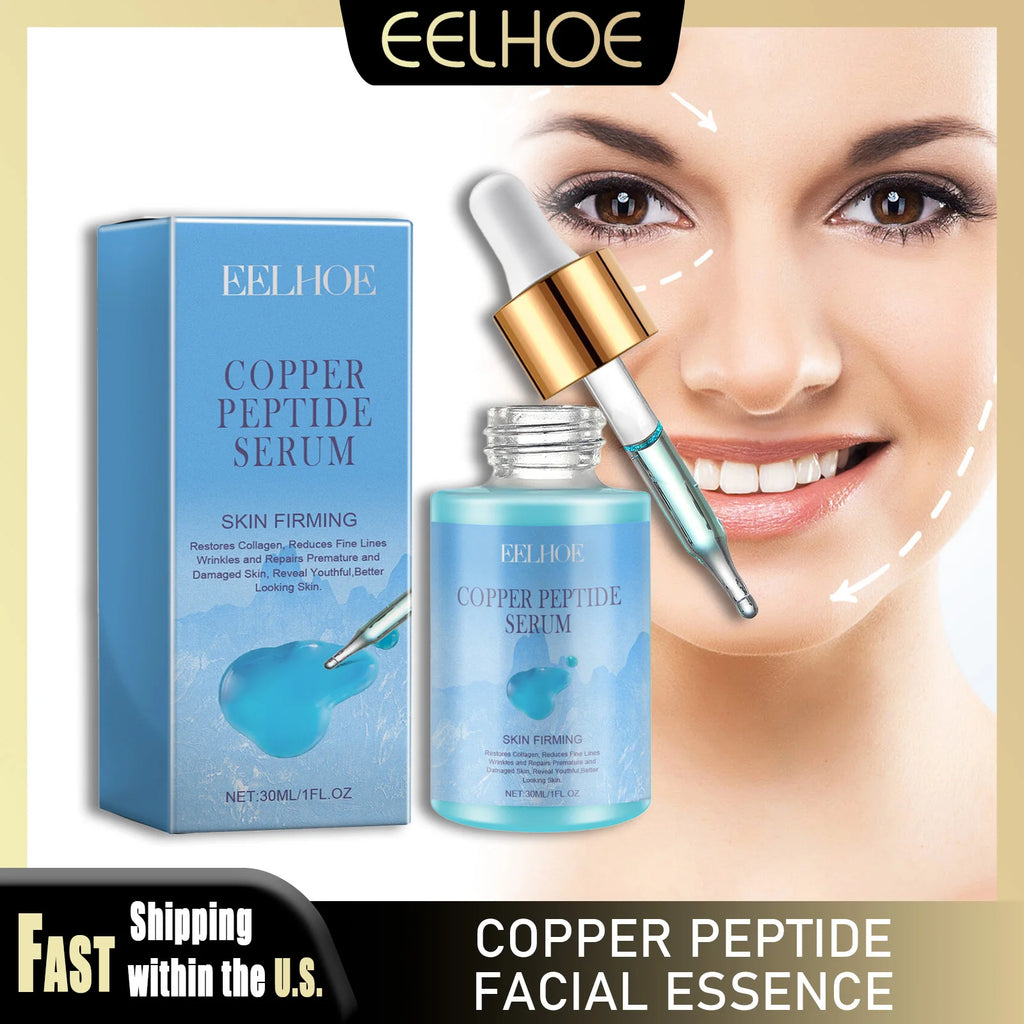EELHOE 30ml Copper Peptide Facial Serum Moisturizing Firming Face Skin Increase Elasticity Anti Wrinkle Lines Daily Facial Care mbzr