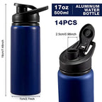 14 Pack Aluminum Water Bottles Bulk 17 oz Reusable Sport Water Bottles with Snap Lid Leakproof Lightweight with Handle for Bike mbzr