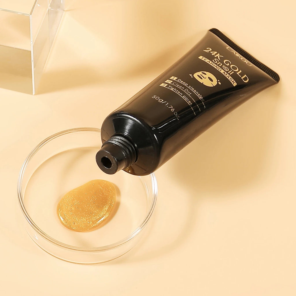 LAIKOU 24K Gold Snail Peel-Off Mask 3PCS Deep Cleansing Pore Tightening Blackhead Removal Detoxifying Facial Treatment 50g mbzr