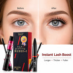 2-Step Mascara & Fiber Lash Extension Set, Lengthening Volumizing Waterproof Curling Mascara, Smudge-Proof Eye Makeup mbzr