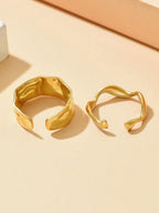 2pcs Personalized Baroque Stainless Steel Ring Set For Women, Everyday Wear
