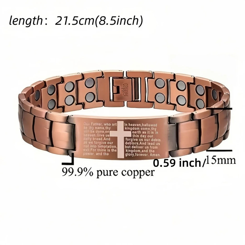 Men's Copper Magnetic Watch Chain, Super Strong Cross Watch Chain, Men's Copper Watch Chain Magnetic Watch Chain 99.99% Pure Copper Watch Chain , Suitable for Fathers, Partners, Christmas, Spring Festival/friends, Birthdays,