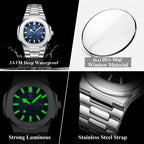 POEDAGAR Luxury Square Men’s Quartz Wristwatch Waterproof Luminous Date Stainless Steel Man Clock Business Sports Watches For Men Casual Male Reloj mbzr