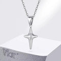 Vnox Silver Color O-Chain Stainless Steel Hollow Four Point Star Pendant Necklace for Men, Hip Hop Minimalist Necklaces Gift Ne
