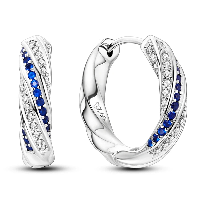 Sterling Silver Hoop Earrings Hypoallergenic Zirconia Women mbzr