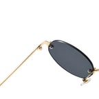 Peekaboo Fashion Oval Sun Glasses for Women Metal Men Rimless Sunglasses Round Unisex Brown Black Uv400 Female Trendy Gift