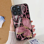 Butterfly Leopard Print Phone Case For iPhone 17 16 14 13 11 12 15 Pro Max Air 16E 8 7 Plus XR SE Tempered Glass Silicone Cover