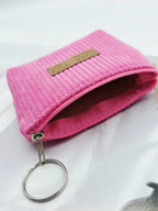 Fashion Mini Corduroy Coin Purses with Keychain - Casual Stylish Storage Pouch mbzr