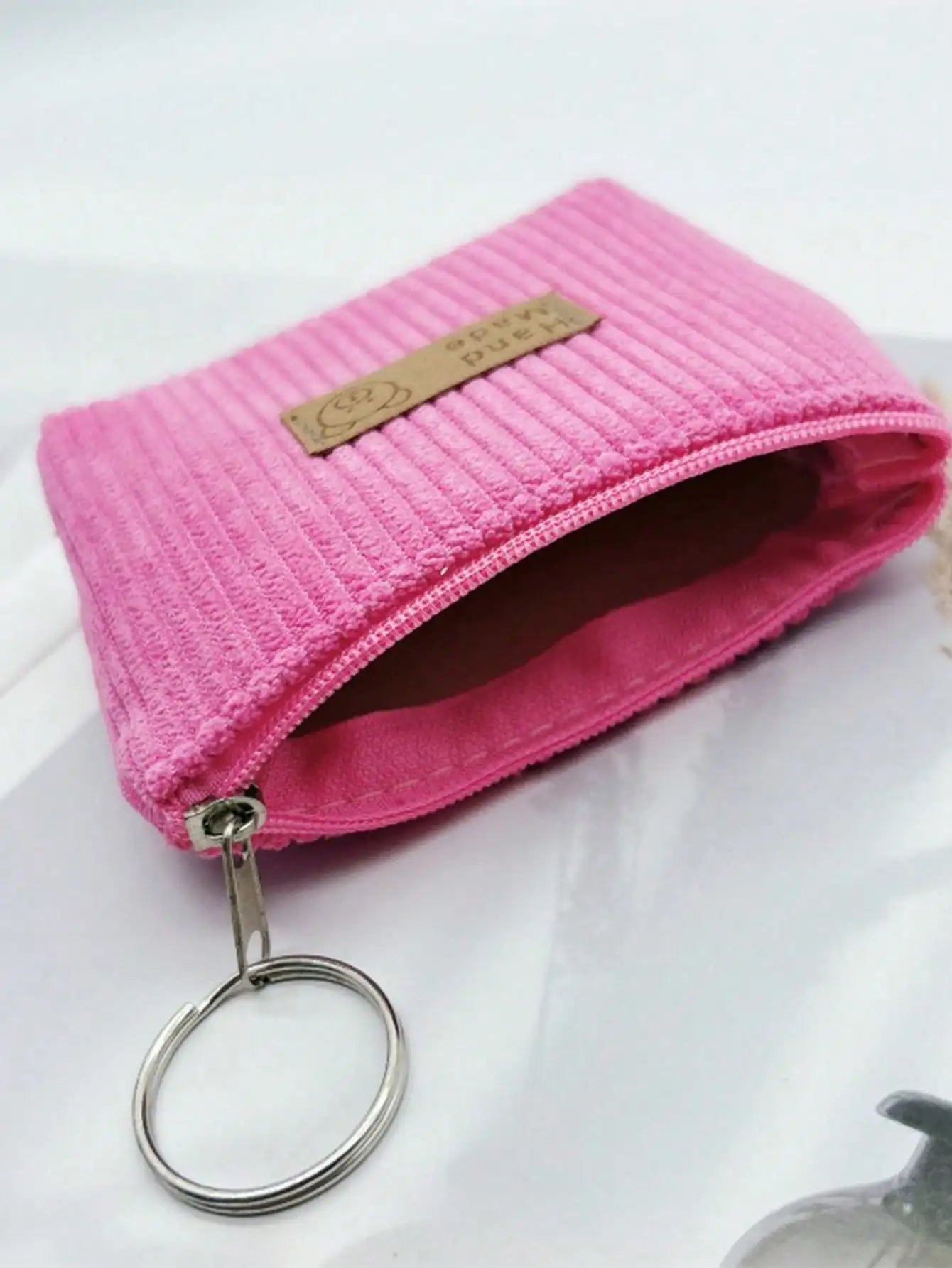 Fashion Mini Corduroy Coin Purses with Keychain - Casual Stylish Storage Pouch mbzr