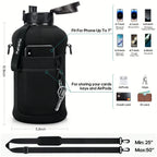 UKEIN Half Gallon Water Bottle With Storage Sleeve, 74oz Large Water Bottle With 2 Lids(Straw Lid And Chug Lid), Big Sports Wate mbzr