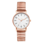 Women's Elastic Band Watch Easy Reader Large Face Arabic Numerals Analog Quartz Wristwatch Stainless Steel Stretch Bracelet Watch mbzr