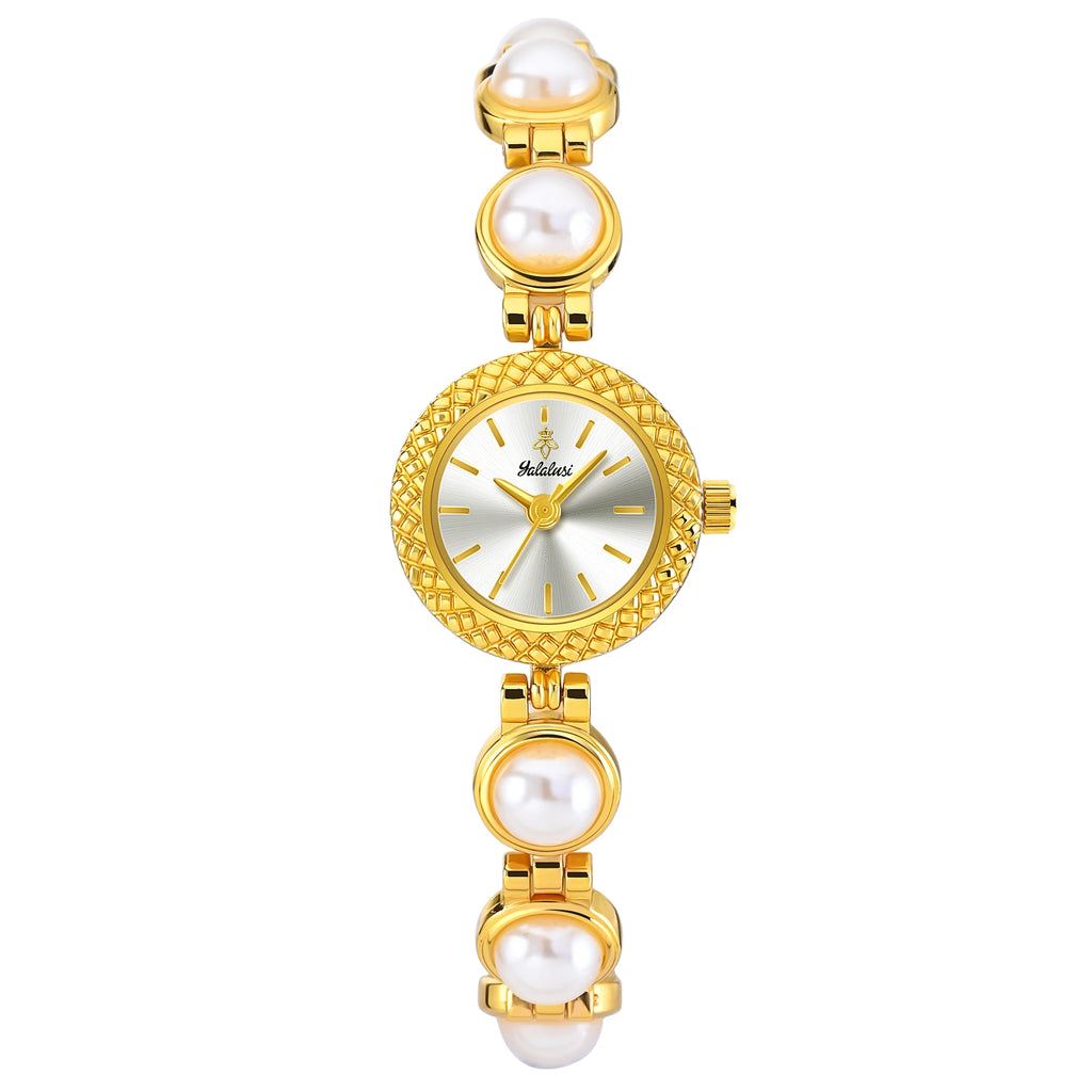 YaLaLuSi Vintage Gold  Green Women Watch  Inlaid Chain Bracelet Elegant Ladies Quartz  Wristwatch With Gift Box
