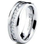 Hot Selling Silver Plated Stainless Steel Rings For Men Square Cubic Zircon Ring Jewelry Accessories Wholesale Size 7-13