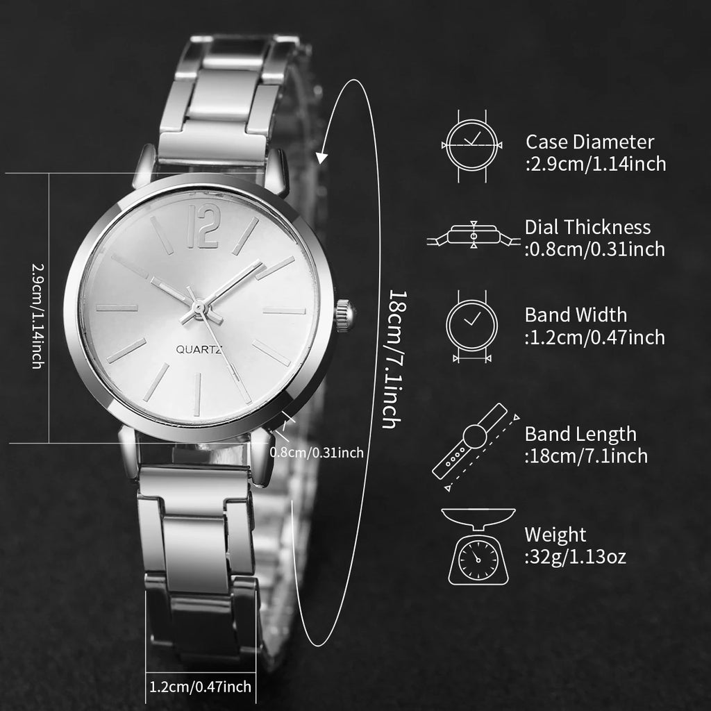 6PCS/Set Women's Watch Fashion Steel Band Quartz Watches Diamond Bracelets Set（Without Box） mbzr