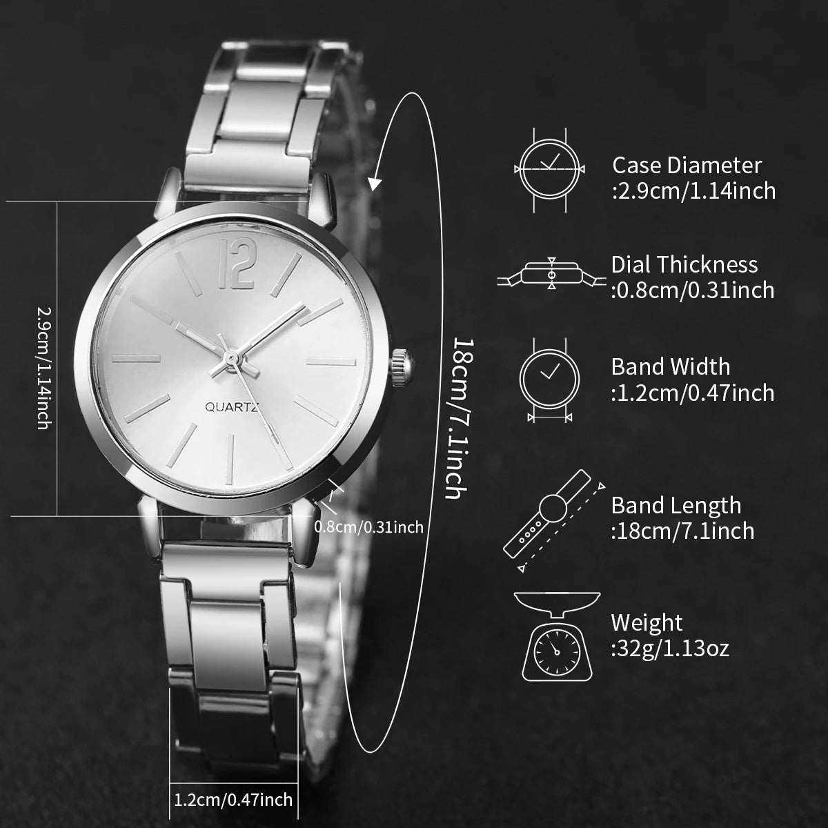 6PCS/Set Women's Watch Fashion Steel Band Quartz Watches Diamond Bracelets Set（Without Box） mbzr