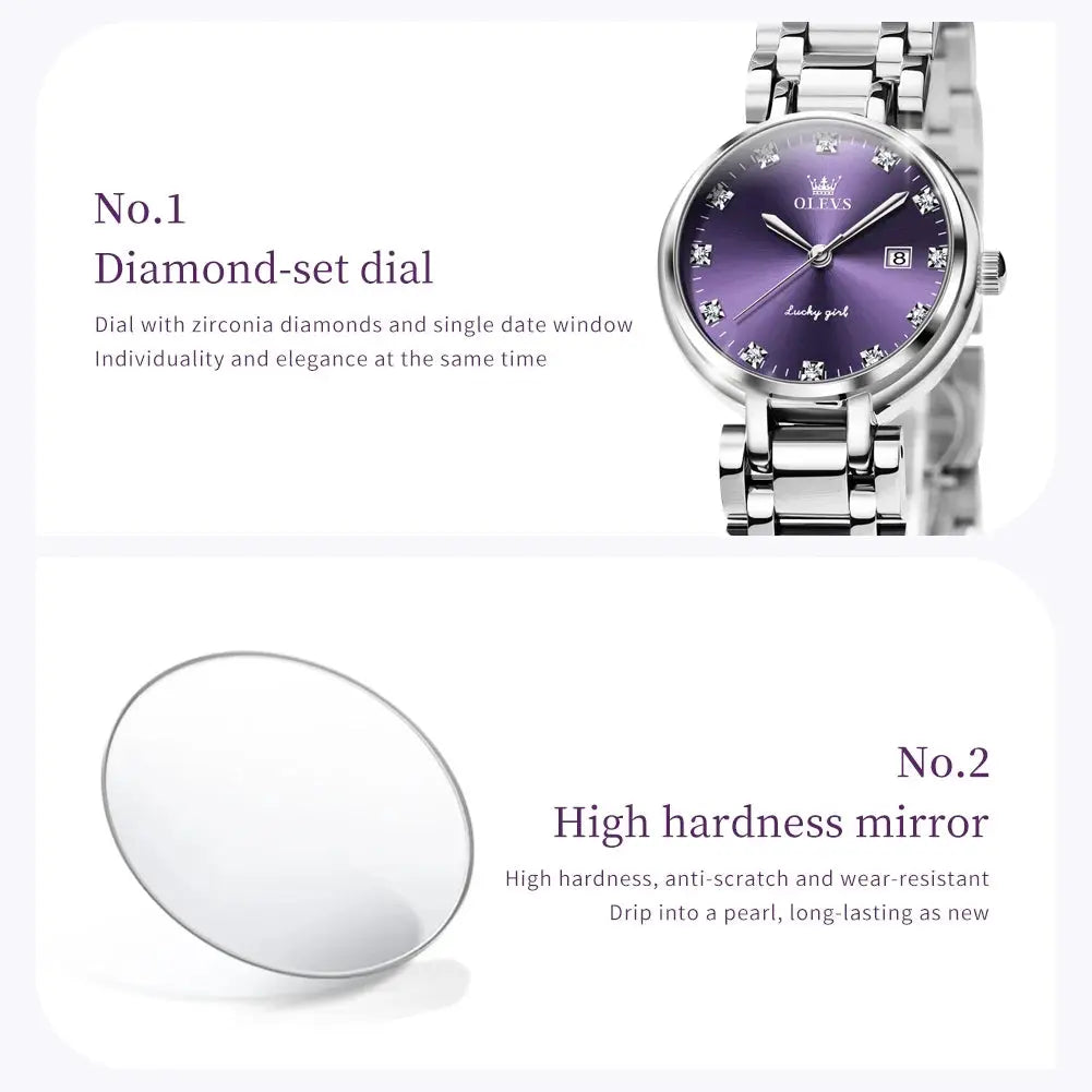 OLEVS 5575 Elegant Watch Fashionable Roman Scale Diamond Calendar Dial Luxury Quartz mbzr