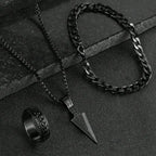 3pcs Fashion Alloy Men's Cross Pendant Necklace, Bracelet and Ring Combo Jewelry Set