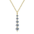OXTAO Long 5-Stone Moissanite Pendant Necklace D VVS1 for Women Clavicle Chain Necklace Fine Jewelry Gift 14K Gold Filled