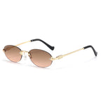 Oval Frameless Sunglasses 2025 New Sunglasses Retro Sunglasses Trendy Concave Style Hot Girl 7819 mbzr
