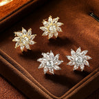 OXTAO Sparkling Sunflower Stud Earrings for Women 14K Gold Filled Moissanite&Zircon Flowers Earrings Wedding Party Jewelry Gift