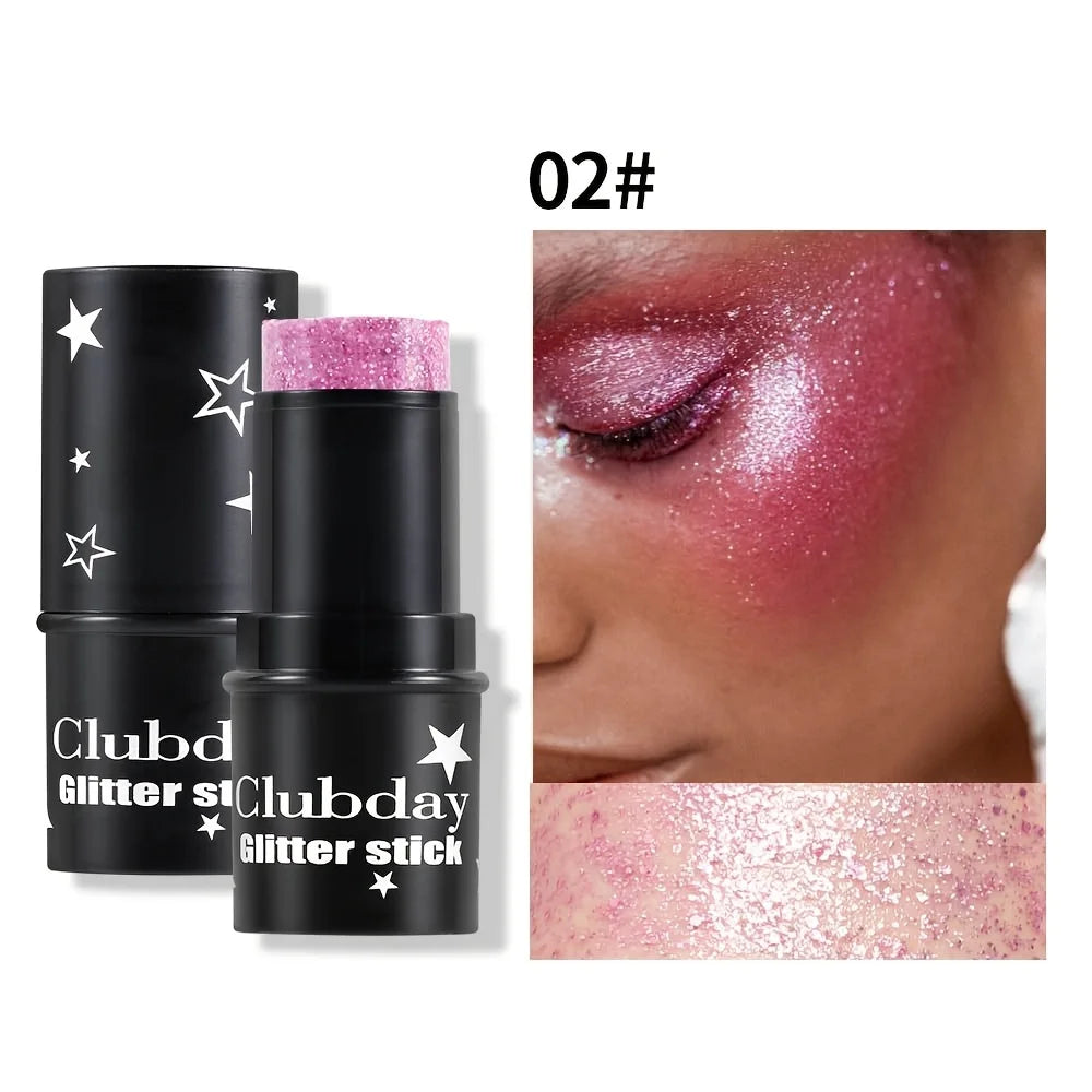 Multi-Use Glitter Stick for Face & Body – Shimmer Eyeshadow Highlighter Crayon, Holographic Makeup for Festival, Stage, mbzr
