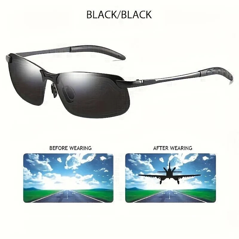 Black Polarized Photochromic Sunglasses UV400 Sports Sunglasses Day and Night Driving Glasses Ultra-Light Sun Eyewear Men and Women Cycling Glasses and Goggles for Cycling Fishing Driving mbzr