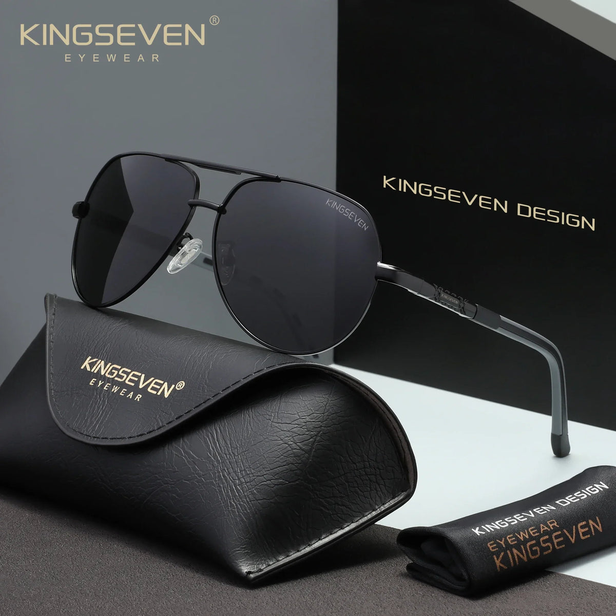 KINGSEVEN New Fashion Pilot Frame Sunglasses Unisex Classic Outdoor Sports Summer Glasses Polarized UV400 Driving Shades Eyewear