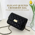 Quilted PU Leather Crossbody Bag with Gold Clasp & Chain Strap