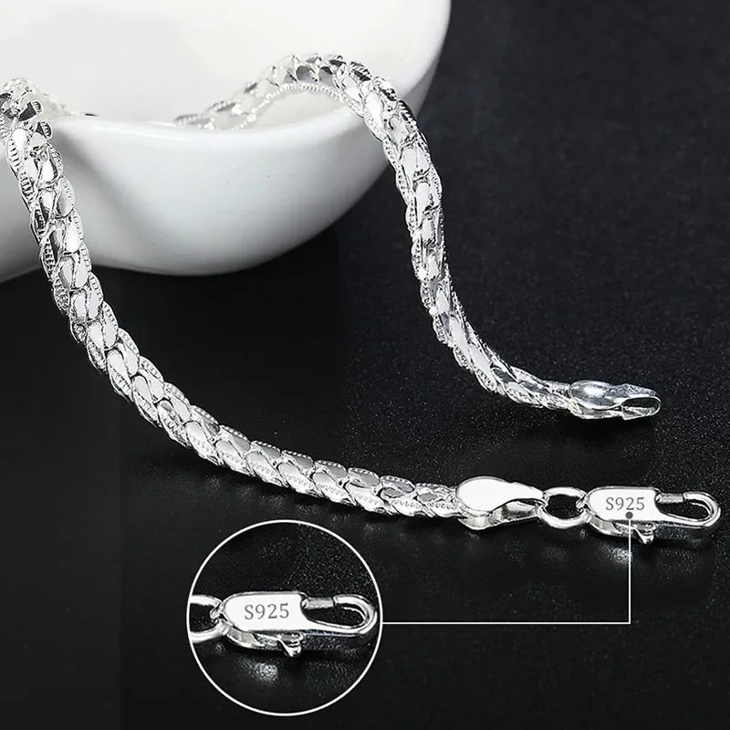 Fine 925 Sterling Silver Noble Nice Chain Solid Bracelet for Women Men Charms Party Gift Wedding Fashion Jewelry Hot Model mbzr
