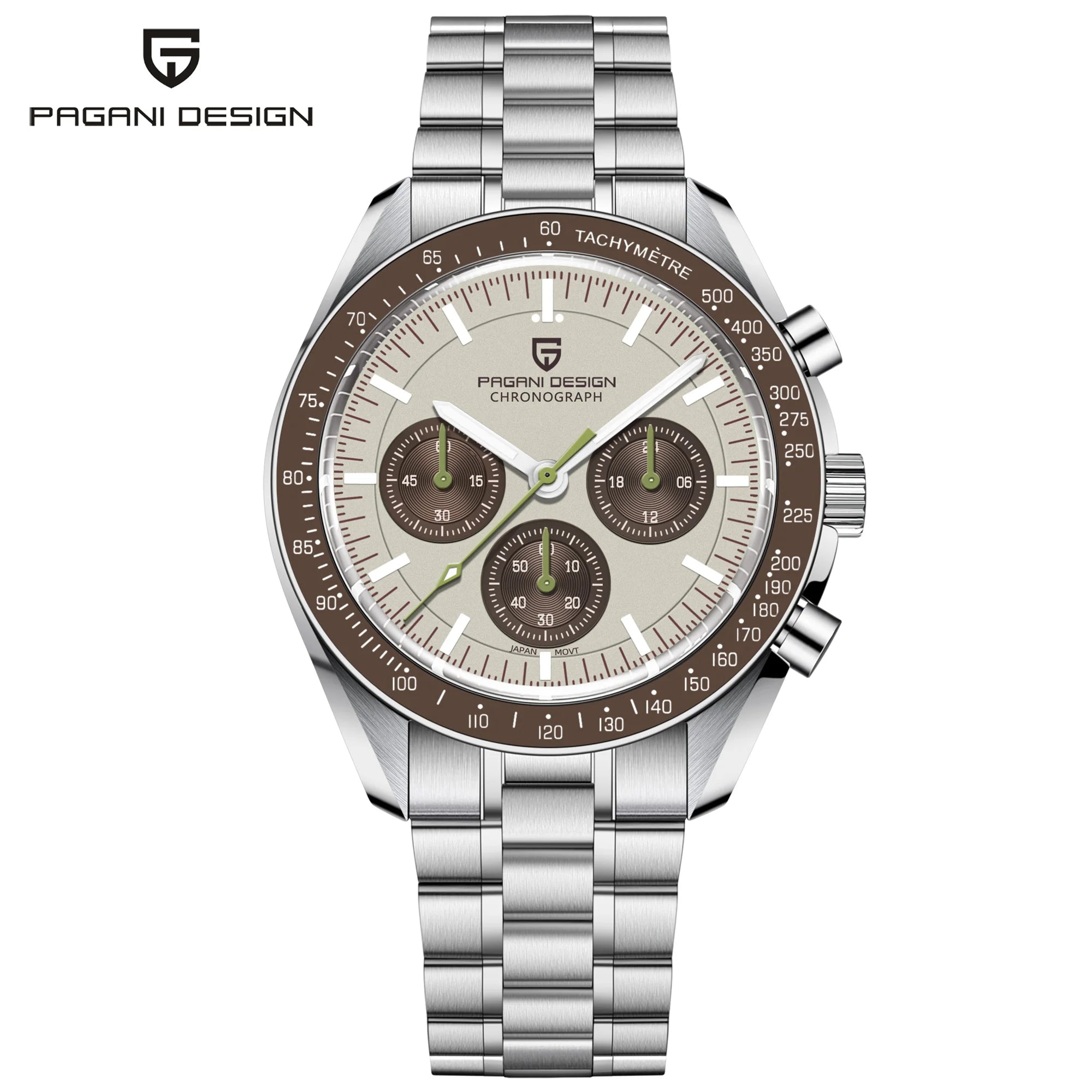 PAGANI DESIGN 2026 New Light Tan Retro Quartz Watch For Men Sports Chronograph AR Sapphire Crystal Luminous Wrist Watch Men VK63