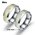Bten Luminous Ring Black Fashion Man Minimalist Stainless Steel Ring Glowing Ring Couple In The Dark Jewelry Black Domineering