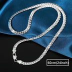 Men Women 6mm Side Link Chain Necklace S925 Sterling Silver Hypoallergenic Never Fade Multi Sizes 16 18 20 22 24 Inch Minimalist Luxury Fine Jewelry Gift For Wedding Engagement Anniversary Birthday Wholesale