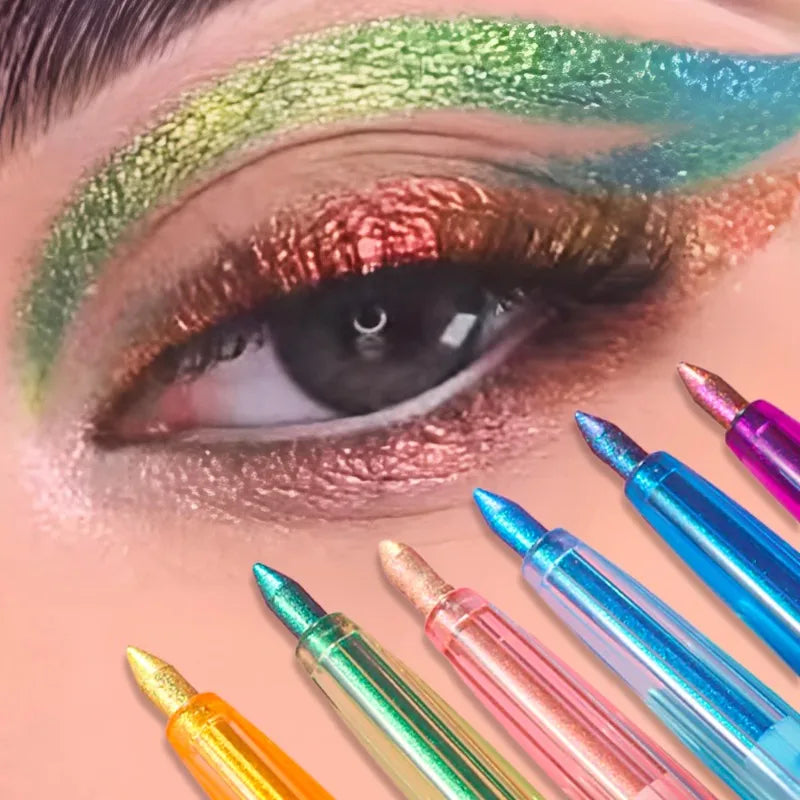 Shiny Chameleon Metallic Green Eyeliner Gel Stick Smooth Multicolor Eye Shadow Pearlescent Polarized Glitter Eyes Pigment Makeup mbzr