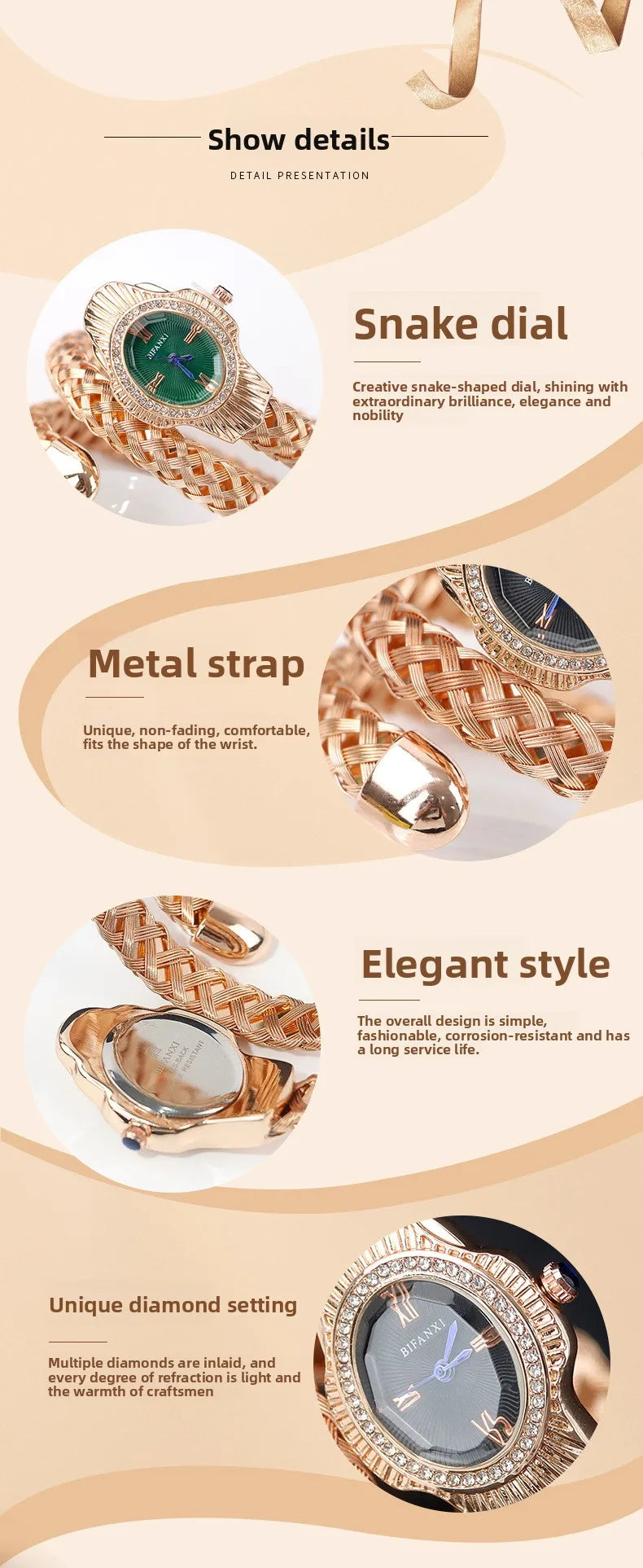 Fashion Diamond BIFANXI New Quartz Watch Women Unique Snake Shape European American Bracelet Watches Wire Braided Lady Wristatch