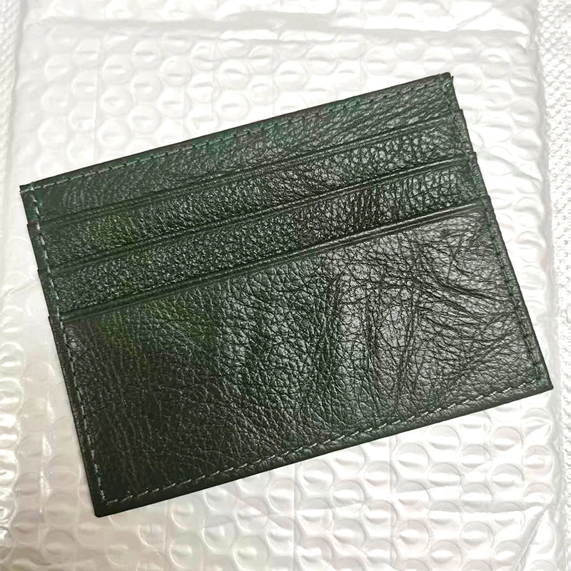 Cowhide Card Holder Woman Man Fashion Slim Mini Card Bag Genuine Leather Engrave Name Luxury Casual Purse
