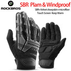 ROCKBROS Cycling Gloves Thermal Autumn Winter Gloves Windproof SBR Touch Screen Bike Gloves Full Finger Shockproof Sport Gloves mbzr