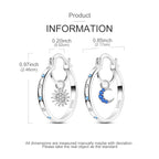 MULA 925 Sterling Silver Sun Moon Hoop Earrings Zircon for Women Girls Trendy Elegant Wedding Party Fashion Earring Jewelry Gift