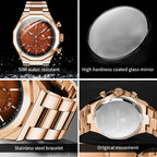 SAPHERO Men's Chronograph Quartz Watch 5ATM Waterproof Stainless Steel Business Wristwatch Perfect Gift for Father Husband mbzr