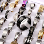 Fashion Jewelry Wholesale 100pcs/Lots Stainless Steel Rings Party Gift Wedding Rings Mix Style Mens Womens Rings