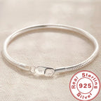 Hot Selling Genuine 100% 925 Sterling Silver 3/4mm Snake Chain Bracelet and Bracelet Women Luxury Bracelet Jewelry 20cm mbzr