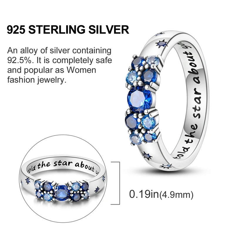 Original 925 Sterling Silver Ring Colorful Diamonds Cubic Zircon Finger Ring for Women