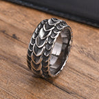 Dragon Scale Anxiety Ring for Men Cool Stainless Steel Snake Dragon Scales Rings Fidget Ring Silver Color  Men Gift