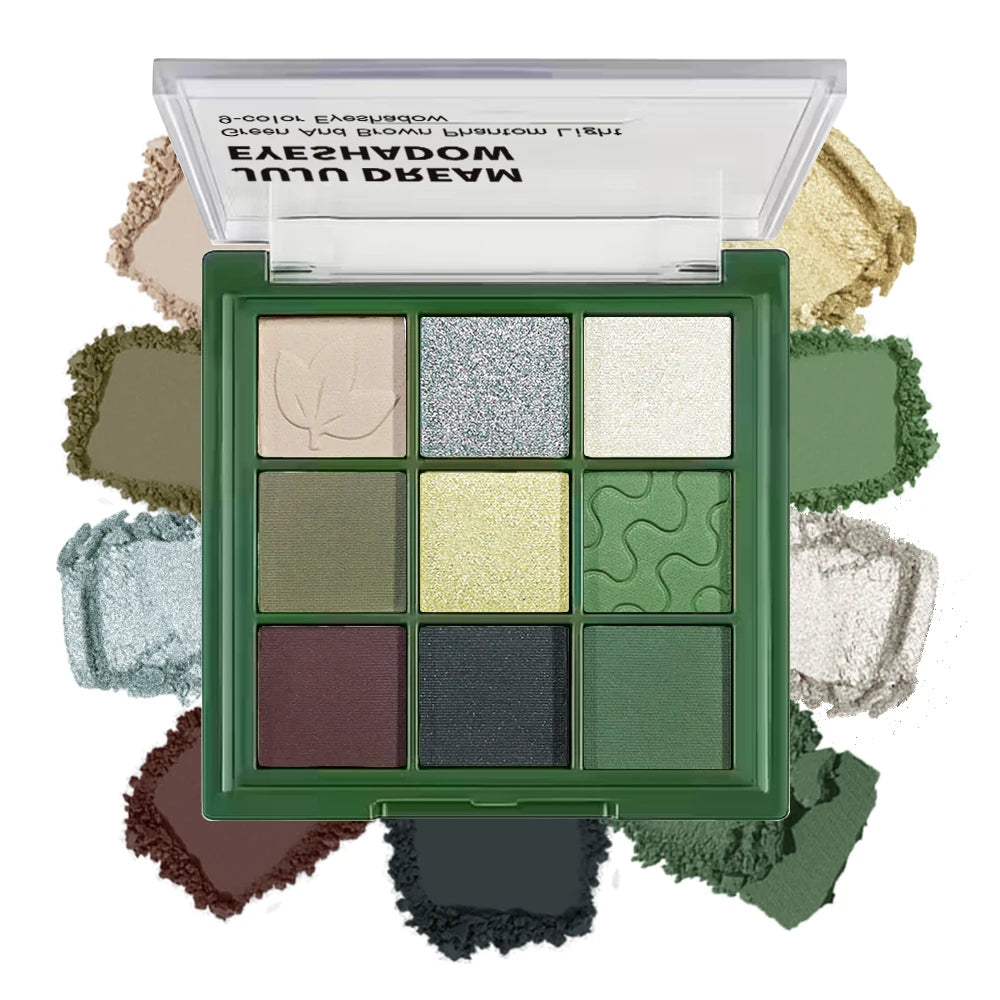 9-Color Green Tone Eyeshadow Palette - Eye Palette (Matte/Shimmer/Glitter) Long-Lasting Pigmented Eye Makeup Palette mbzr