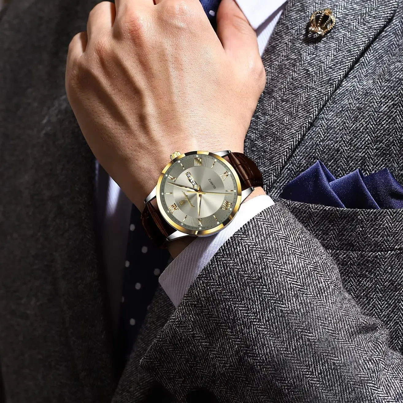 POEDAGAR Original Fashion Men's Watches Leather Date Week High Quality Quartz Men Wristwatch Waterproof Luminous Business Watches For Man Male Reloj