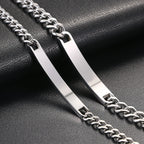 2pcs Couples Men Women Polish Stainless Steel "His Only""Her One" Bracelet Chain