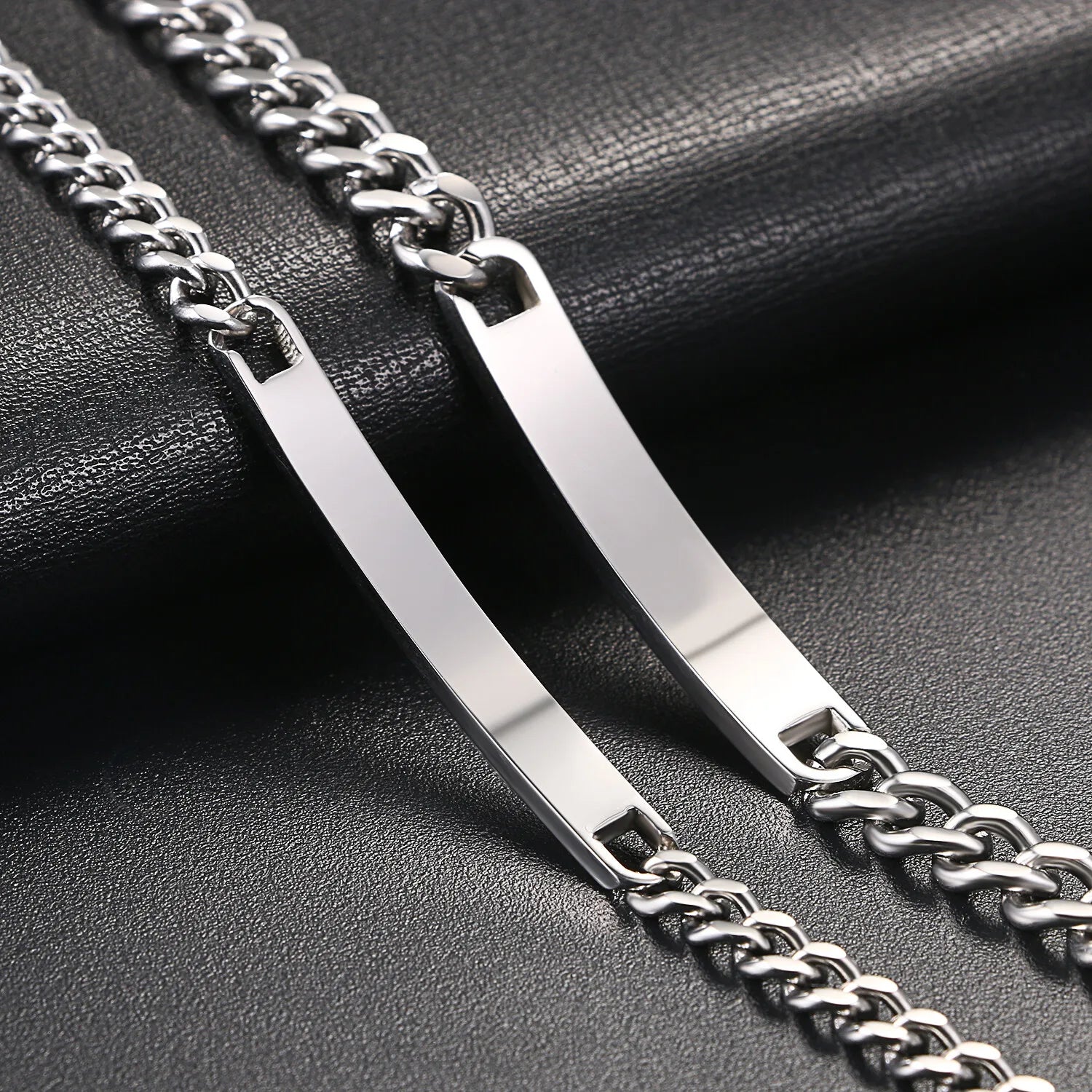 2pcs Couples Men Women Polish Stainless Steel "His Only""Her One" Bracelet Chain